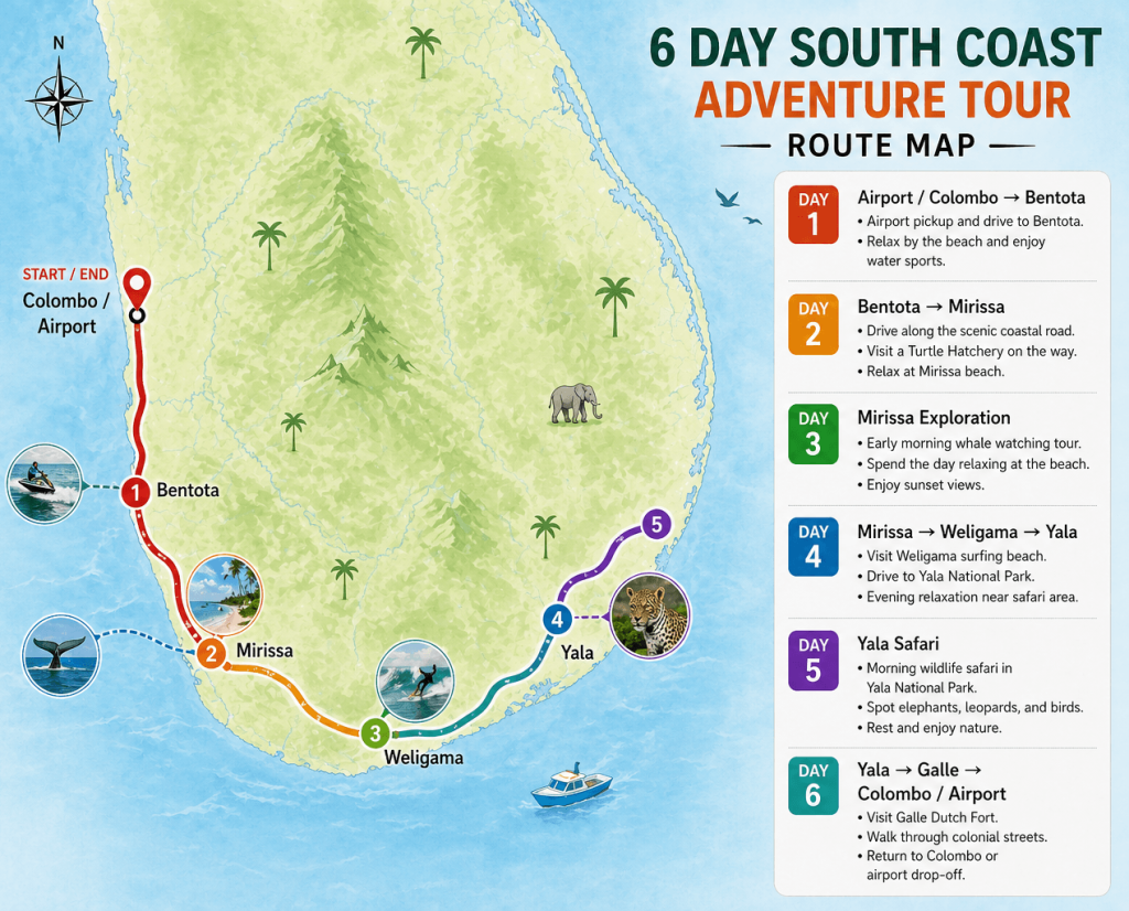 Lion Tours By Ranjith South Coast Tour Plan Route